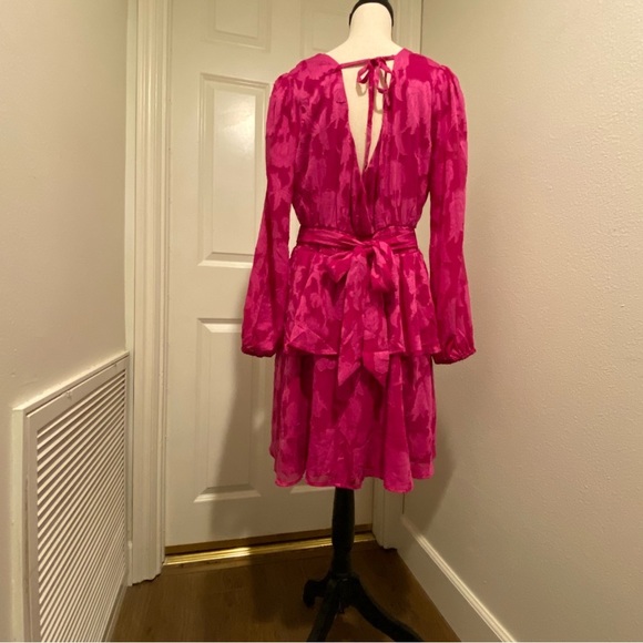 Band of the Free Women’s Pink Short Party Dress Long Sleeve Open Back New Large - Picture 3 of 16